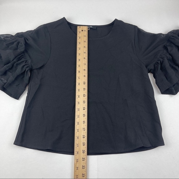 Sugar Lips Blouse Womens Small Black Ruffle Sleeves - Picture 5 of 7